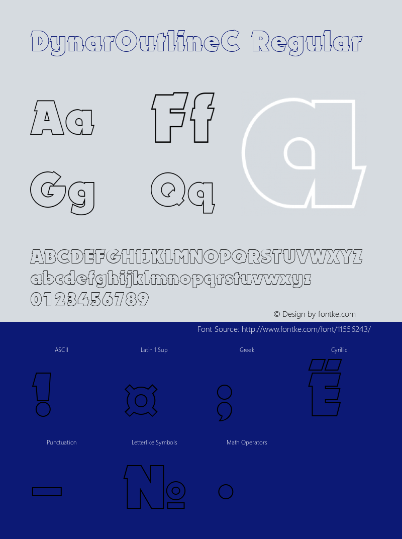 DynarOutlineC Regular Version 1.1 Font Sample