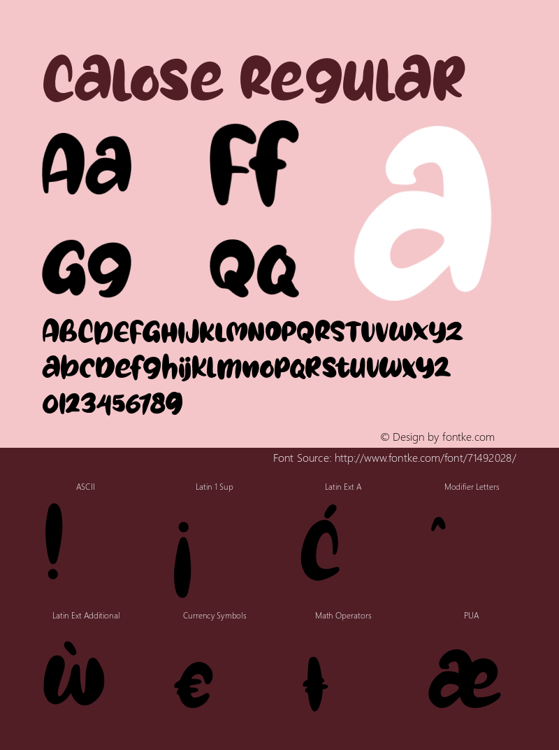 Calose Version 1.000 Font Sample