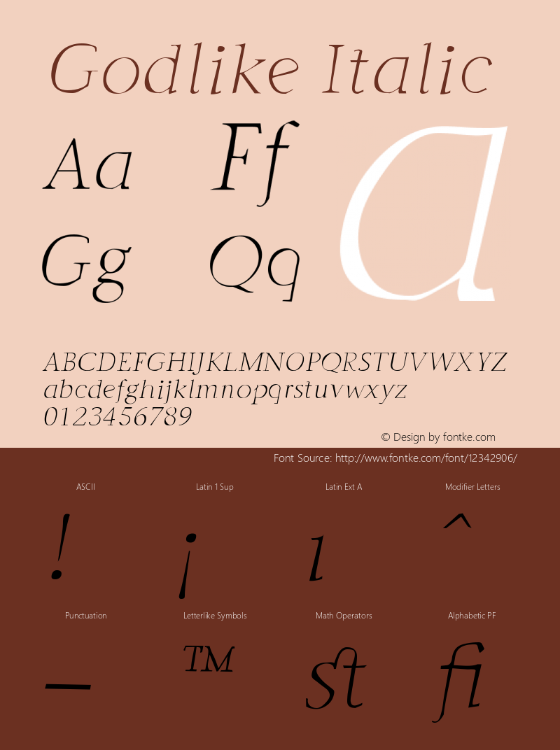 Godlike Italic Version 001.000 Font Sample