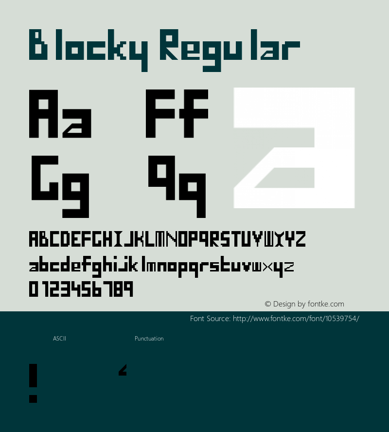 Blocky Regular Version 1.0 Font Sample