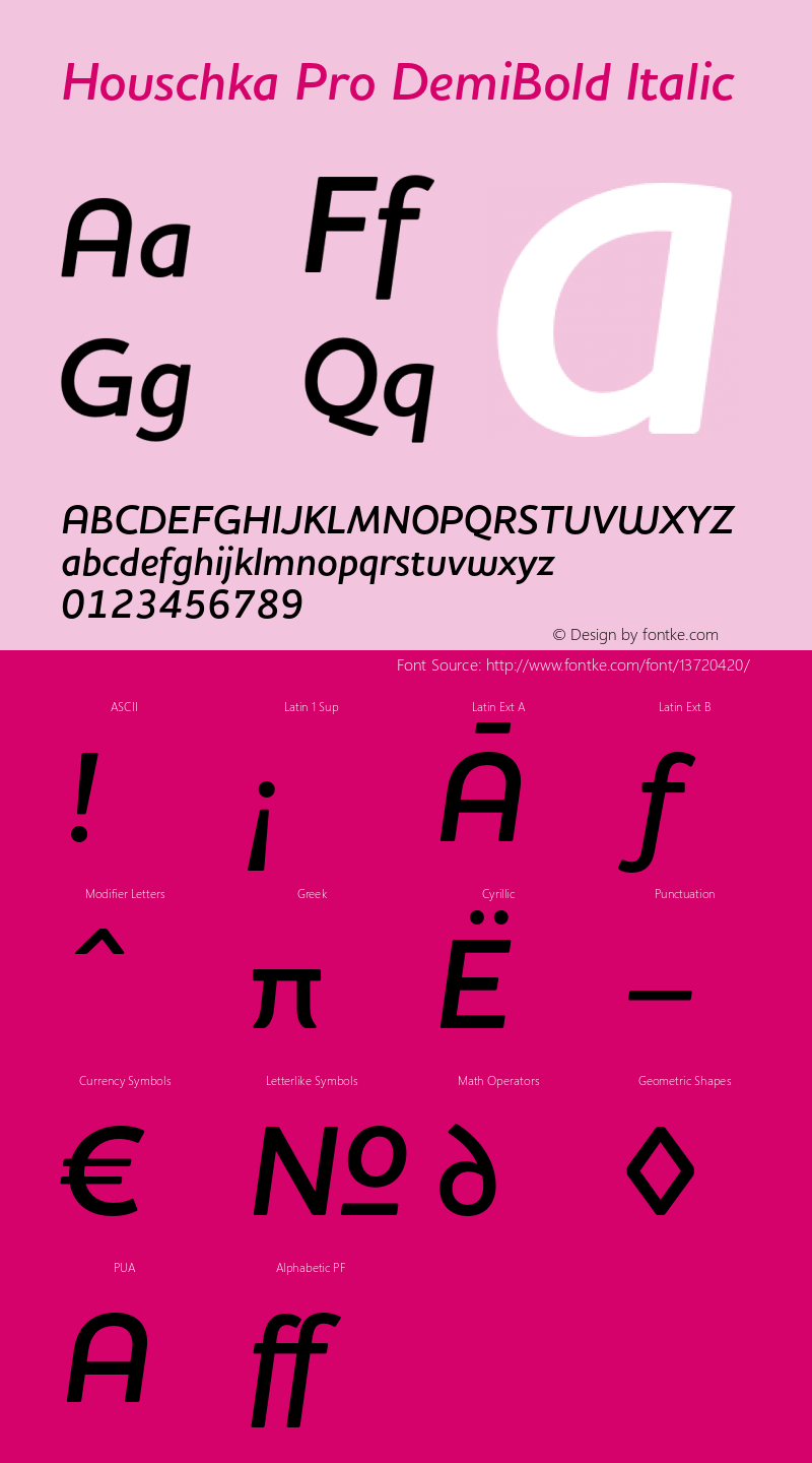 Houschka Pro DemiBold Italic 001.000 Font Sample