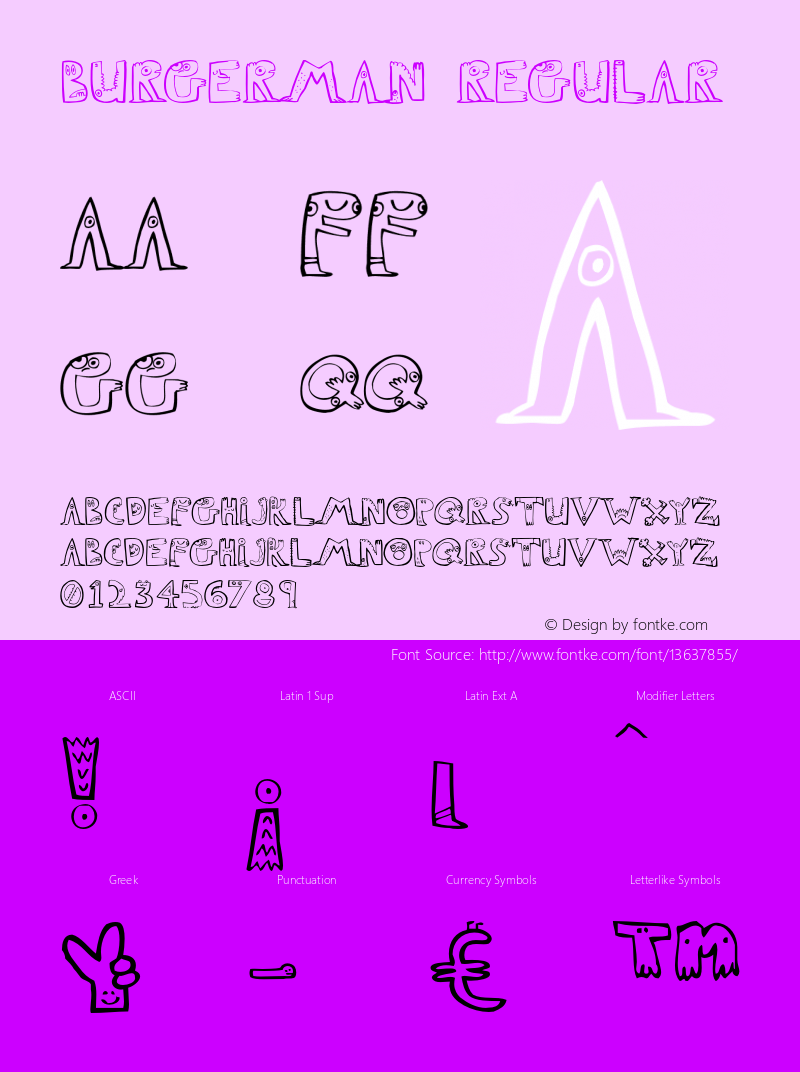 Burgerman Regular Version 1.000 Font Sample