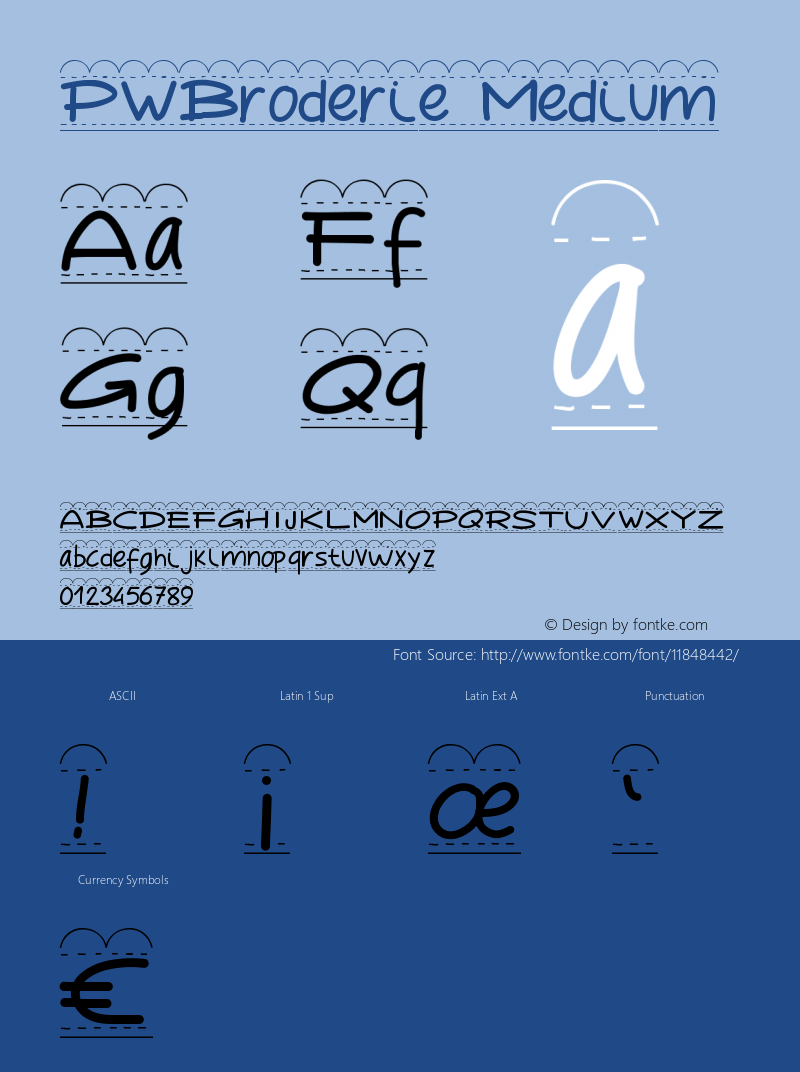 PWBroderie Medium Version 001.000 Font Sample