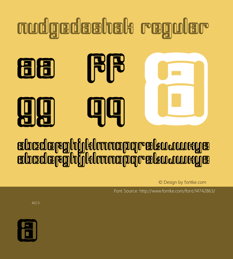 Nudgedashak Regular Version 2.100 Font Sample