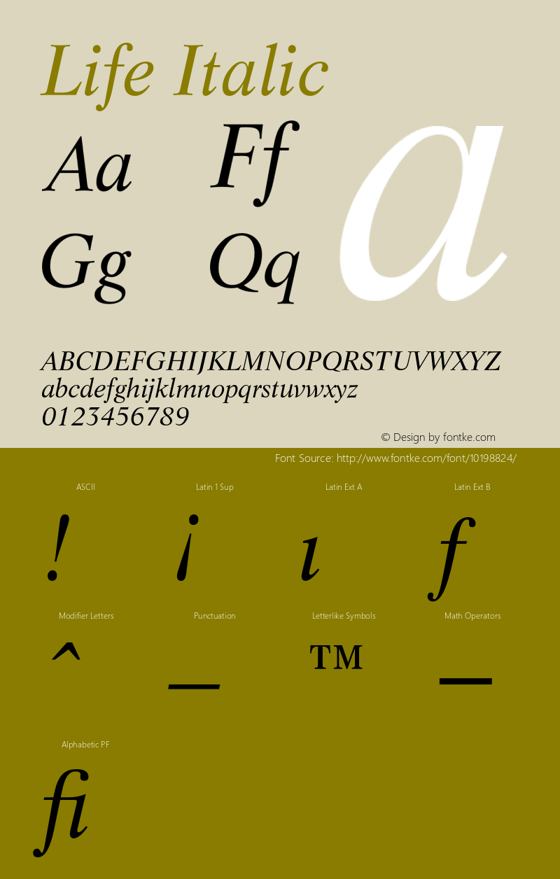 Life Italic 2.0-1.0 Font Sample