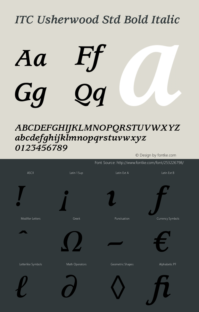 ITC Usherwood Std Book Bold Italic Version 3.00 Build 1000图片样张