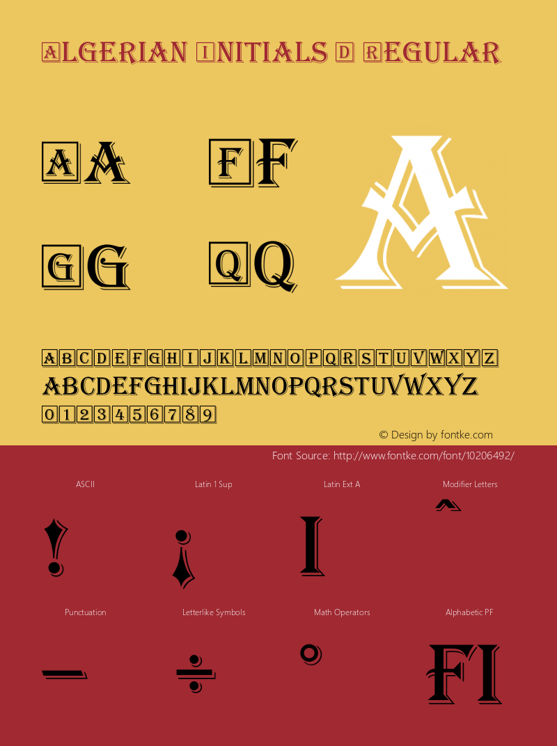 Algerian Initials D Regular 001.005 Font Sample