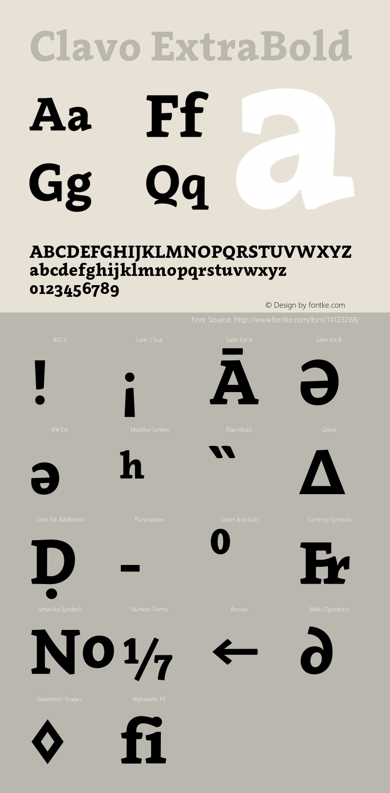 Clavo ExtraBold Version 1.002;PS 001.002;hotconv 1.0.70;makeotf.lib2.5.58329 Font Sample