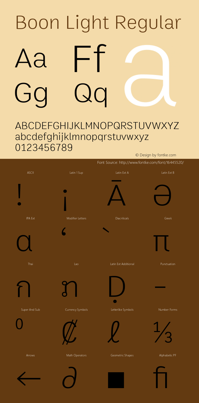 Boon Light Regular Version 2.0 Font Sample