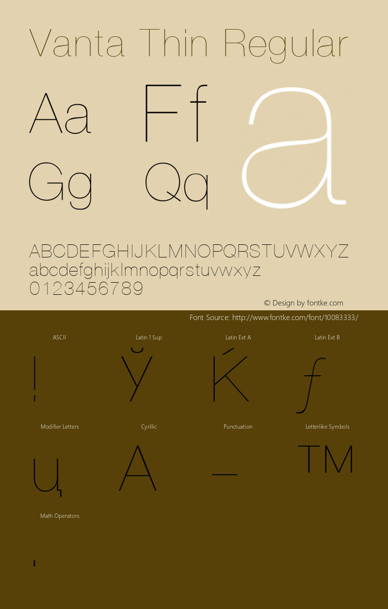 Vanta Thin Regular 001.001 Font Sample