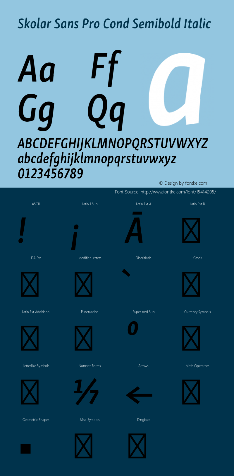 Skolar Sans Pro Cond Semibold Italic Version 1.000;PS 001.001;hotconv 1.0.56 Font Sample