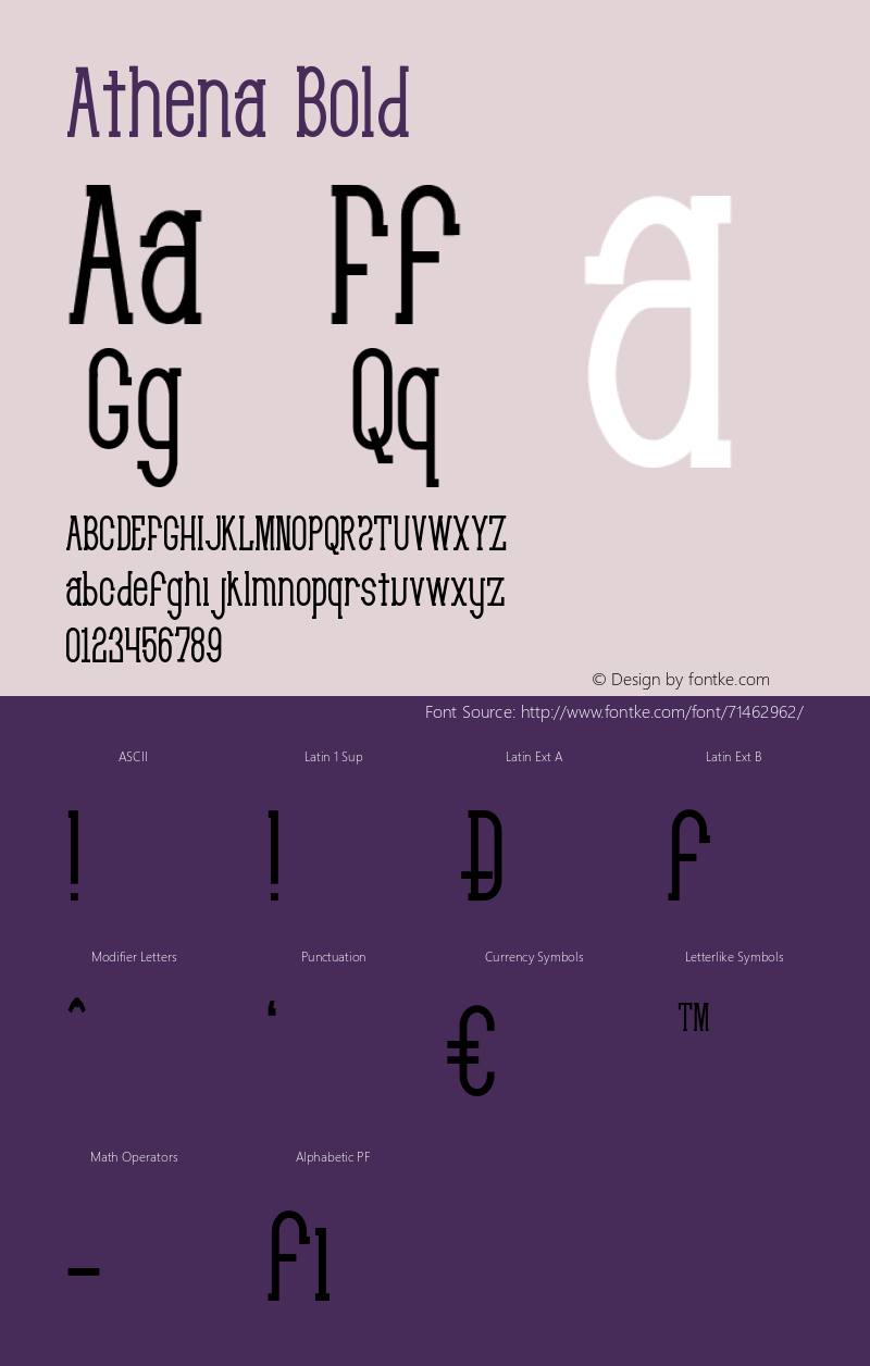 Athena-Bold Version 1.000 Font Sample