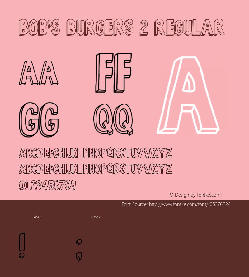 Bob's Burgers 2 Regular Version 1.00 January 27, 2014, initial release Font Sample