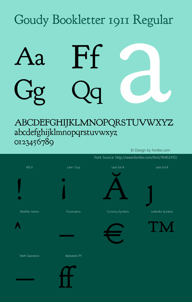 Goudy Bookletter 1911 Version 2010.07.03 Font Sample