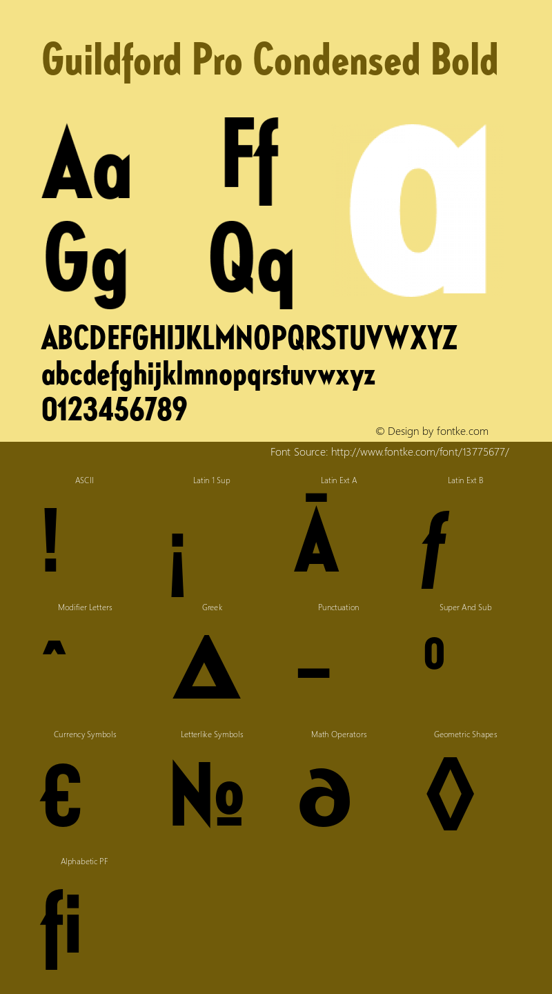 Guildford Pro Condensed Bold Version 1.000 Font Sample