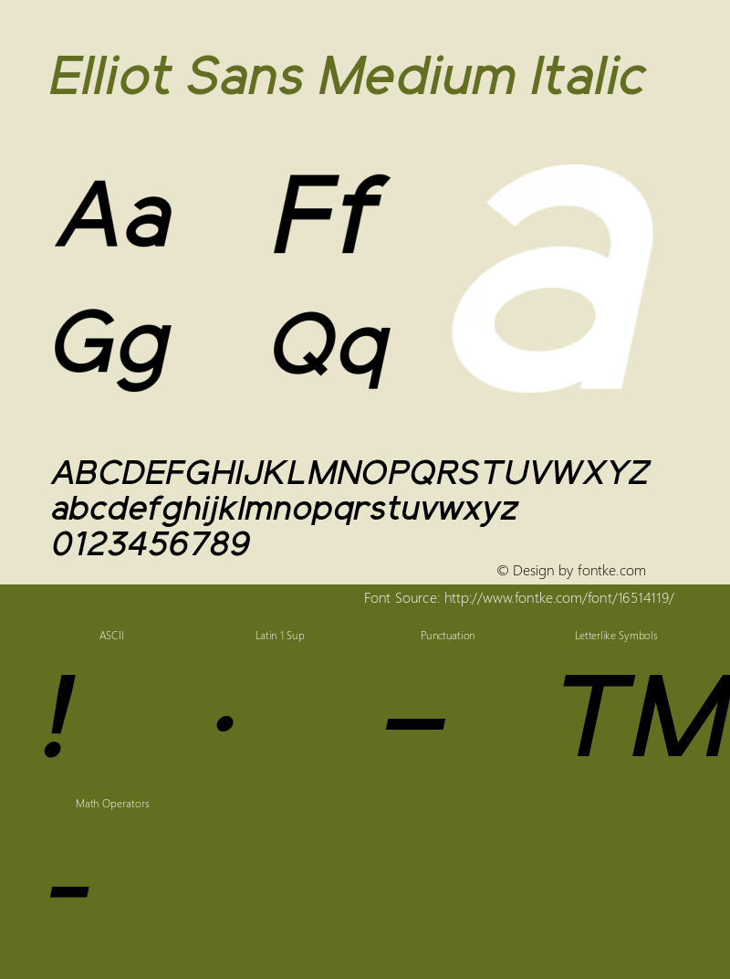 Elliot Sans Medium Italic Version 1.000 Font Sample