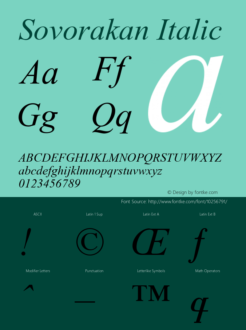 Sovorakan Italic Unknown Font Sample