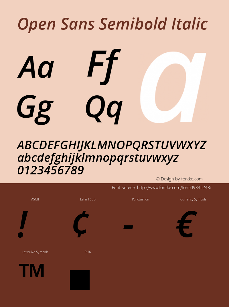 Open Sans Semibold Italic Version 1.10 Font Sample