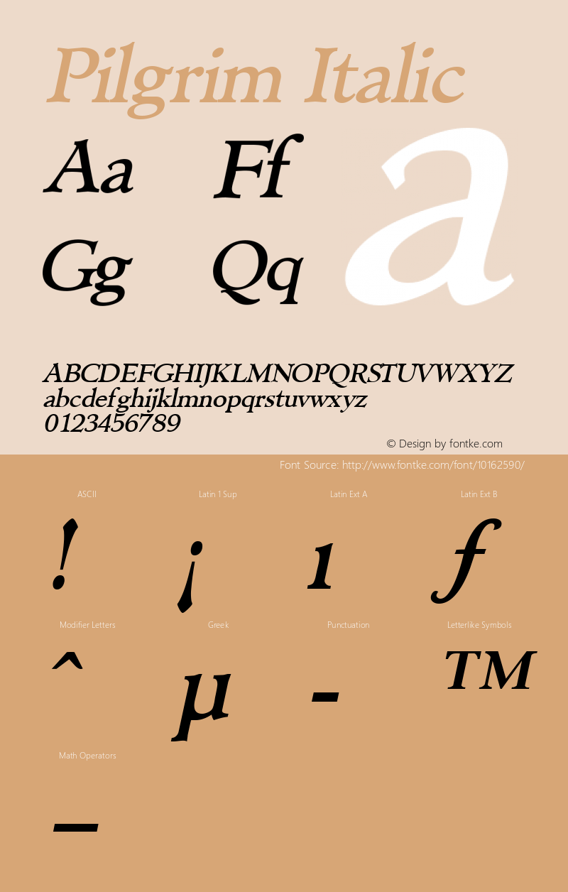 Pilgrim Italic Rev. 003.000 Font Sample