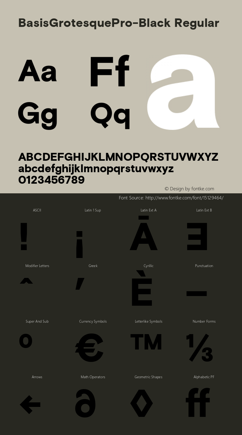 BasisGrotesquePro-Black Regular Version 1.000 Font Sample