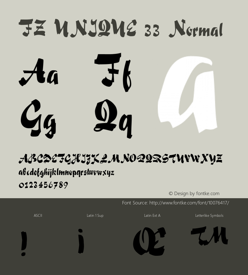 FZ UNIQUE 33 Normal 1.000 Font Sample