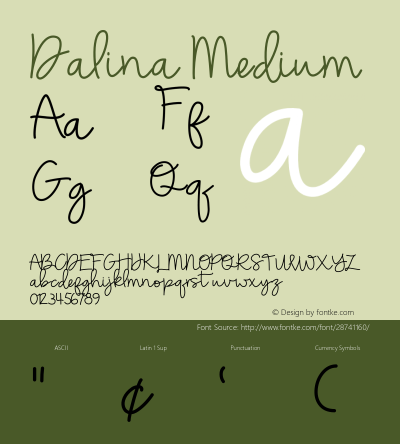 Dalina Version 001.000 Font Sample