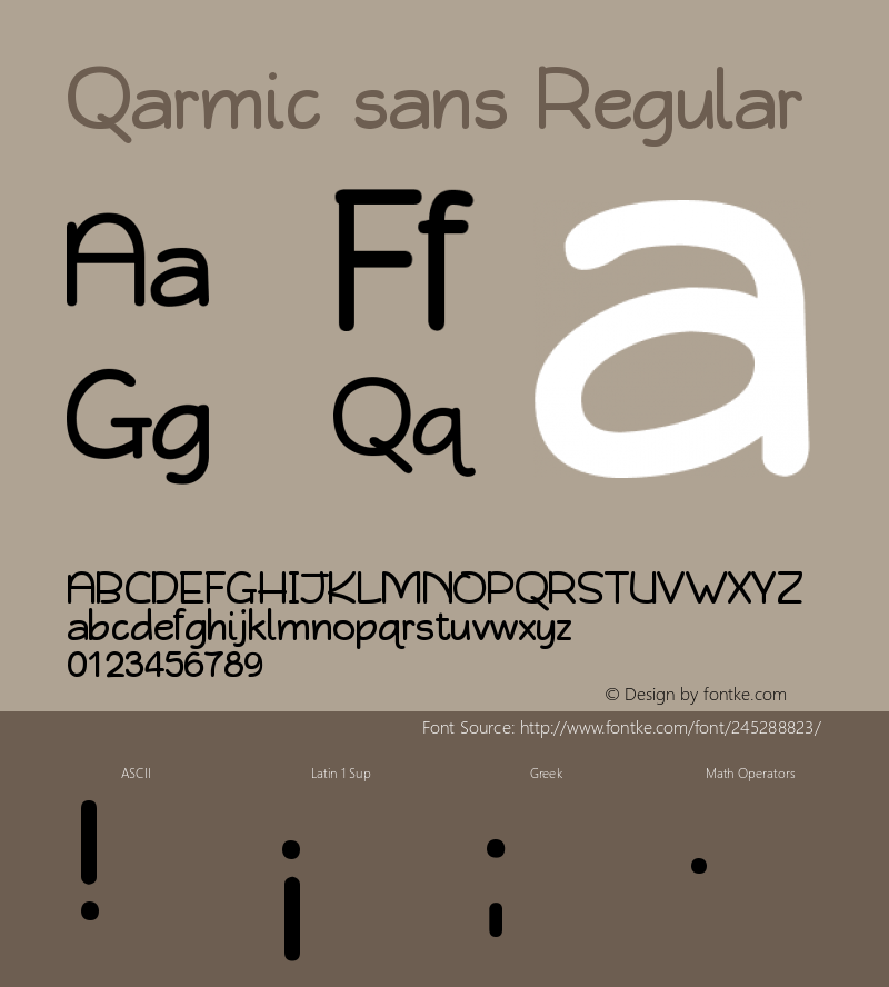 Qarmic sans Qarmic sans Version 1.00; February 2009 initial release图片样张