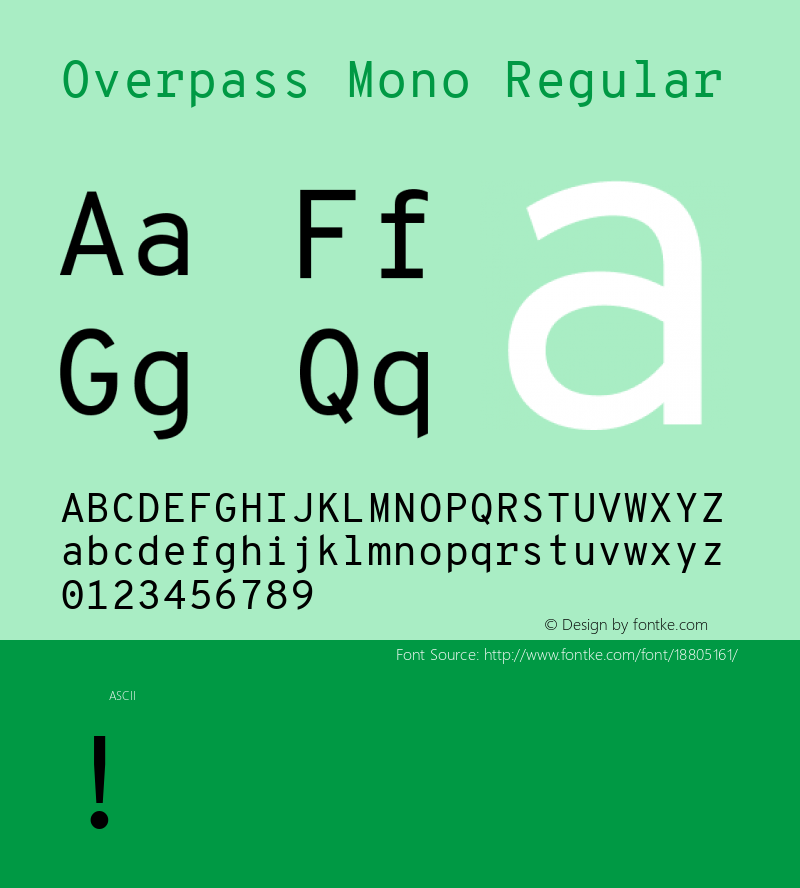 Overpass Mono Regular Version 1.000;DELV;Overpass; ttfautohint (v1.4.1) Font Sample