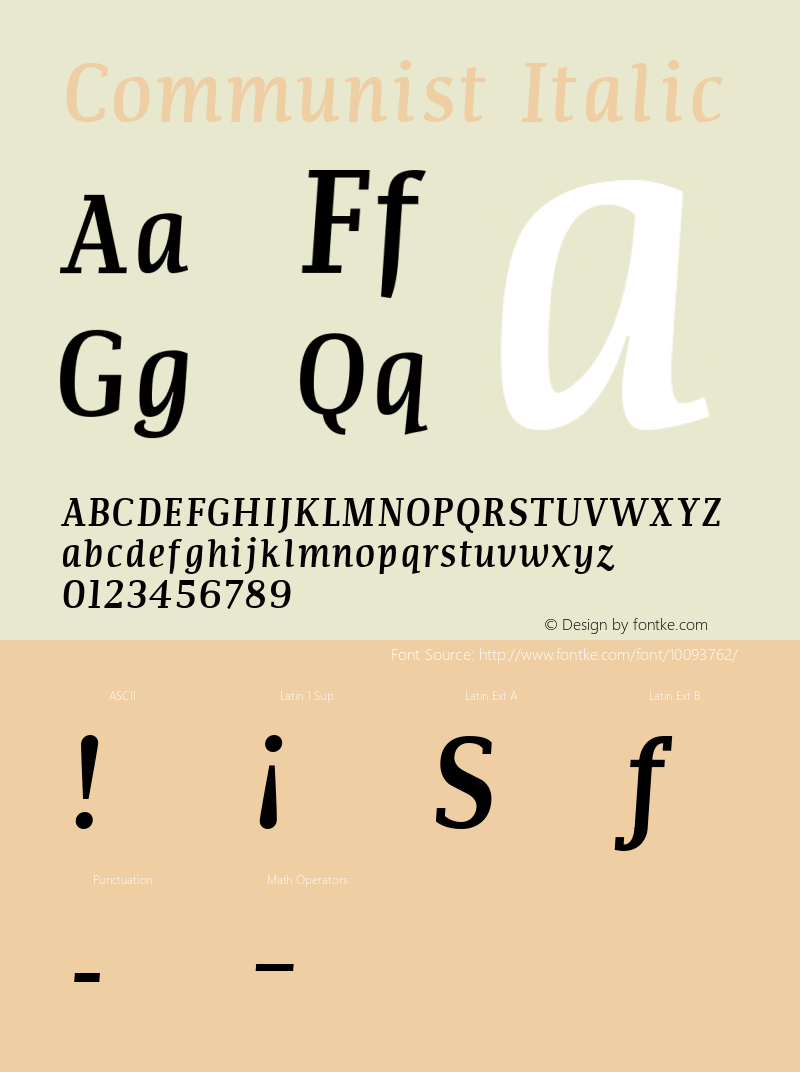 Communist Italic Macromedia Fontographer 4.1.5 25‐07‐2001 Font Sample