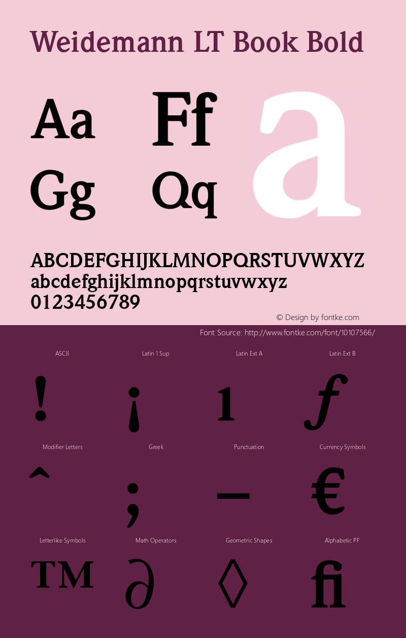 Weidemann LT Book Bold Version 6.1; 2002 Font Sample