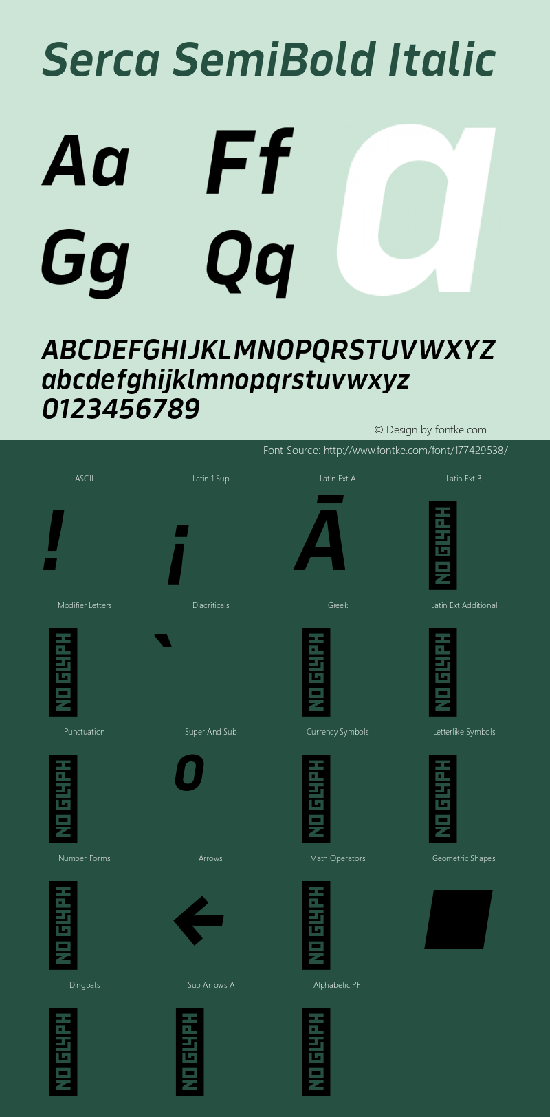 Serca SemiBold Italic Version 1.000;hotconv 1.0.109;makeotfexe 2.5.65596图片样张