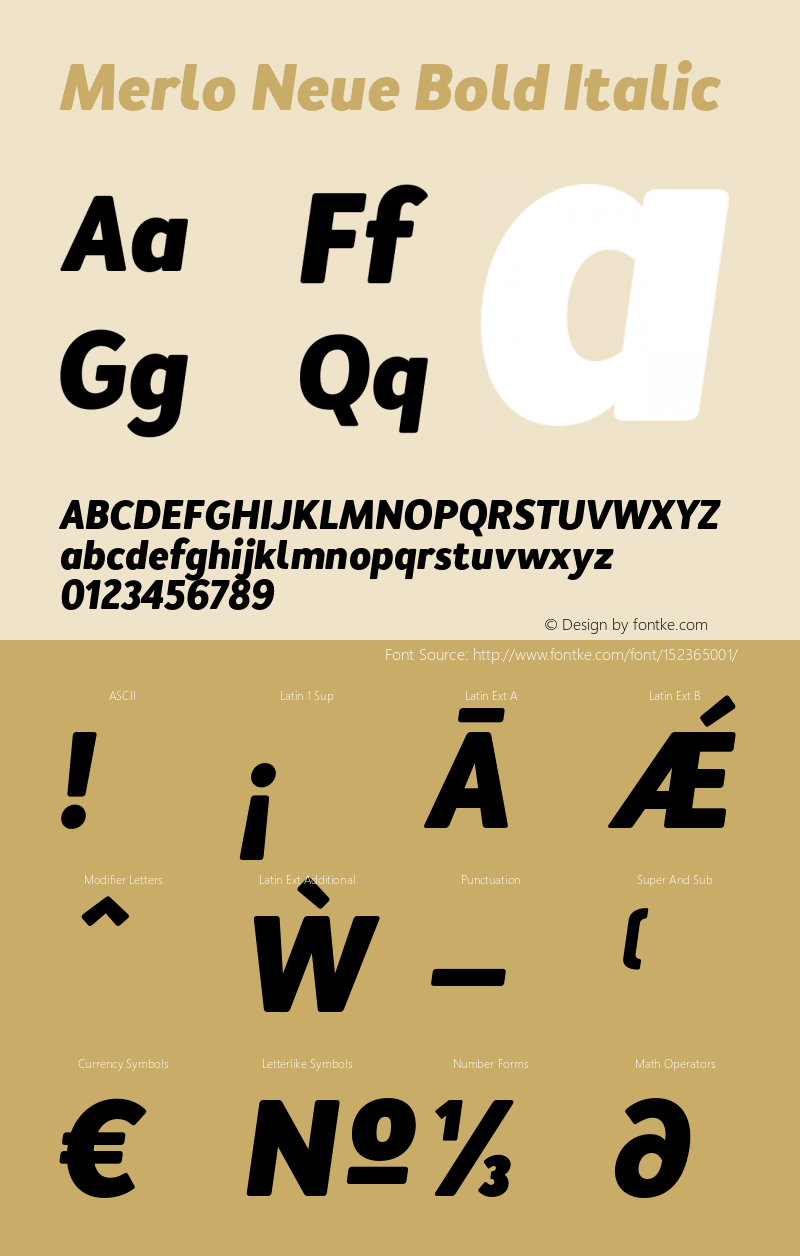 Merlo Neue Bold Italic Version 1.000;PS 001.000;hotconv 1.0.88;makeotf.lib2.5.64775 Font Sample