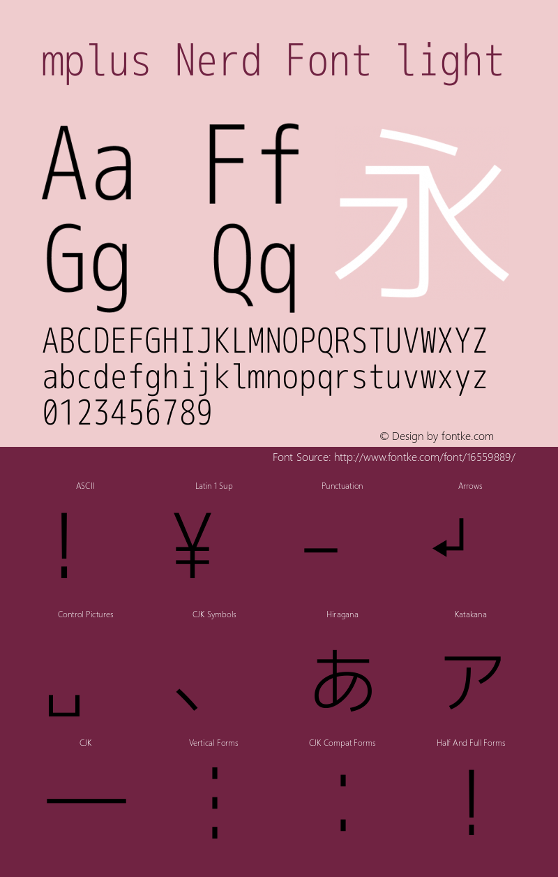 mplus Nerd Font light Version 1.018;Nerd Fonts 0.8 Font Sample