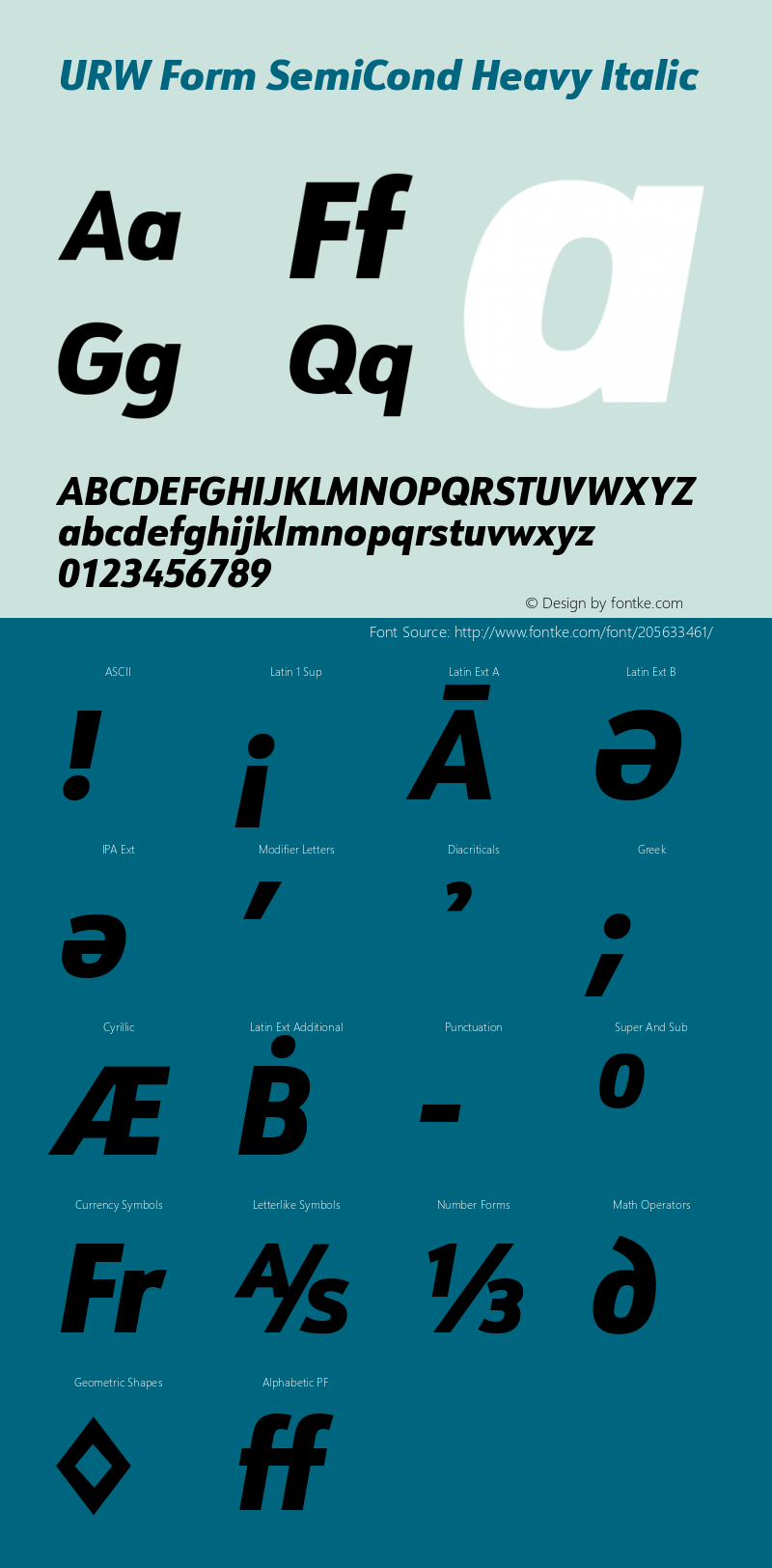 URW Form SemiCond Heavy Italic Version 1.00图片样张