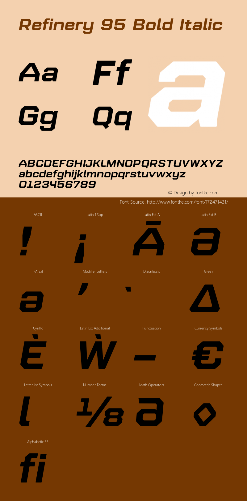 Refinery 95 Bold Italic Version 1.000;hotconv 1.0.109;makeotfexe 2.5.65596图片样张