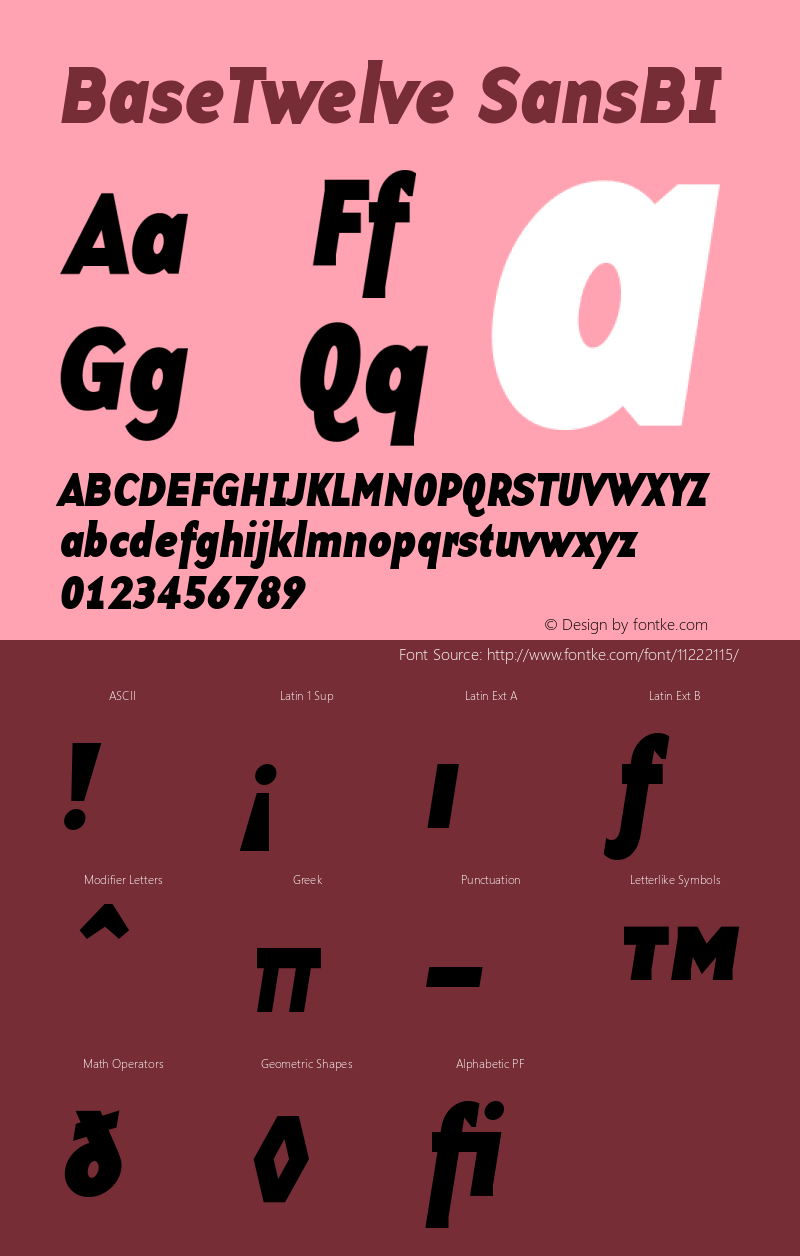 BaseTwelve SansBI Version 001.000 Font Sample