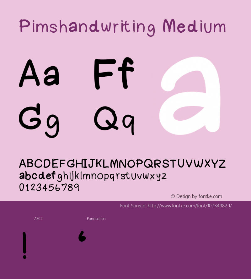 Pimshandwriting Version 001.000 Font Sample