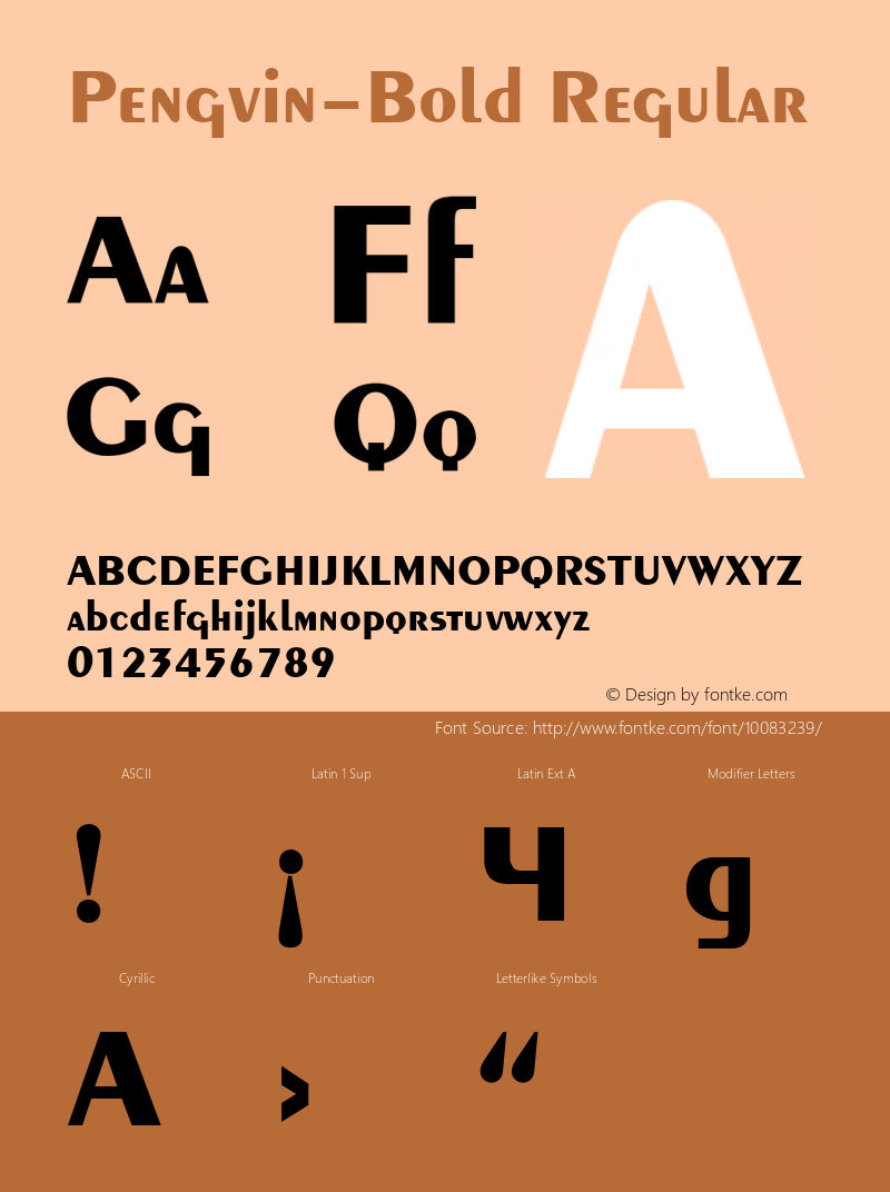 Pengvin-Bold Regular Unknown Font Sample