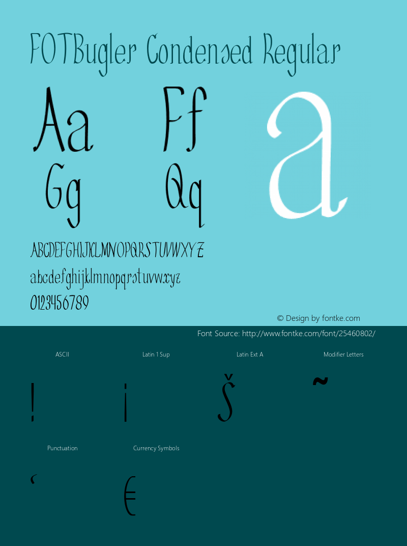 FOTBugler-CondensedRegular Version 1.000 Font Sample