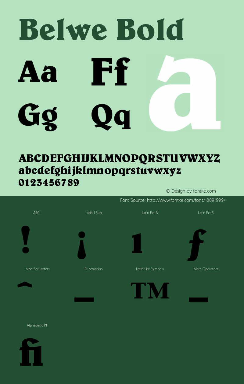 Belwe Bold Version 001.002 Font Sample