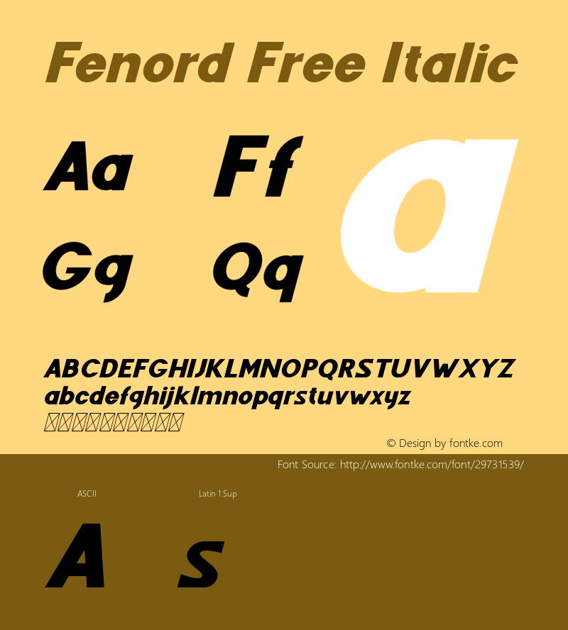 Fenord Free Italic 1.000 Font Sample