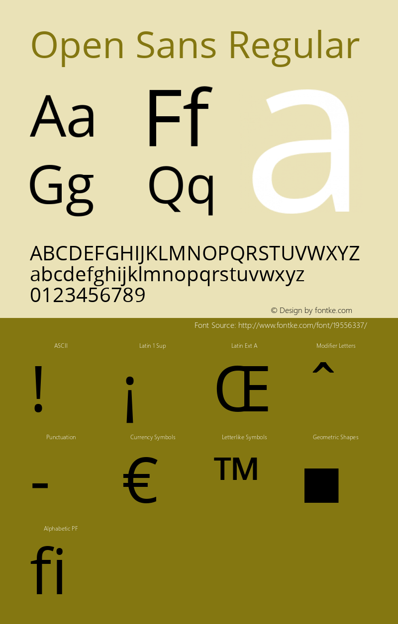 Open Sans Regular Version 1.10 Font Sample