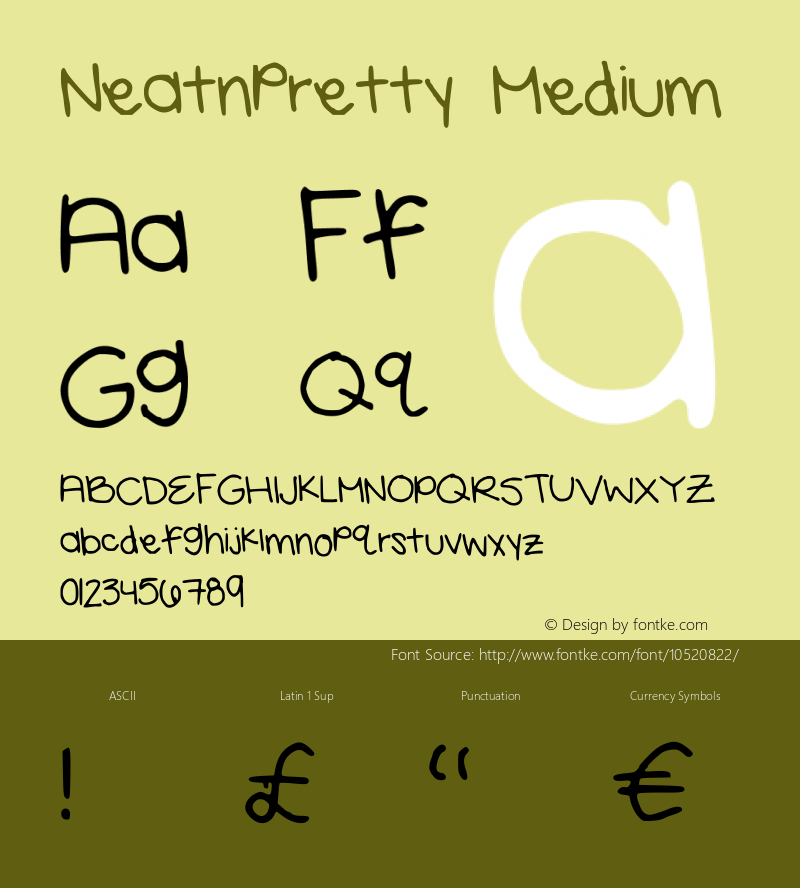 Neatnpretty Medium Version 001.000 Font Sample