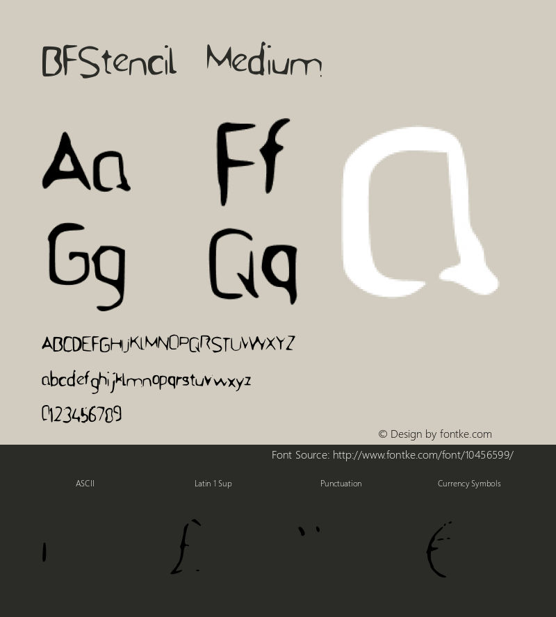 BFStencil Medium Version 001.000 Font Sample