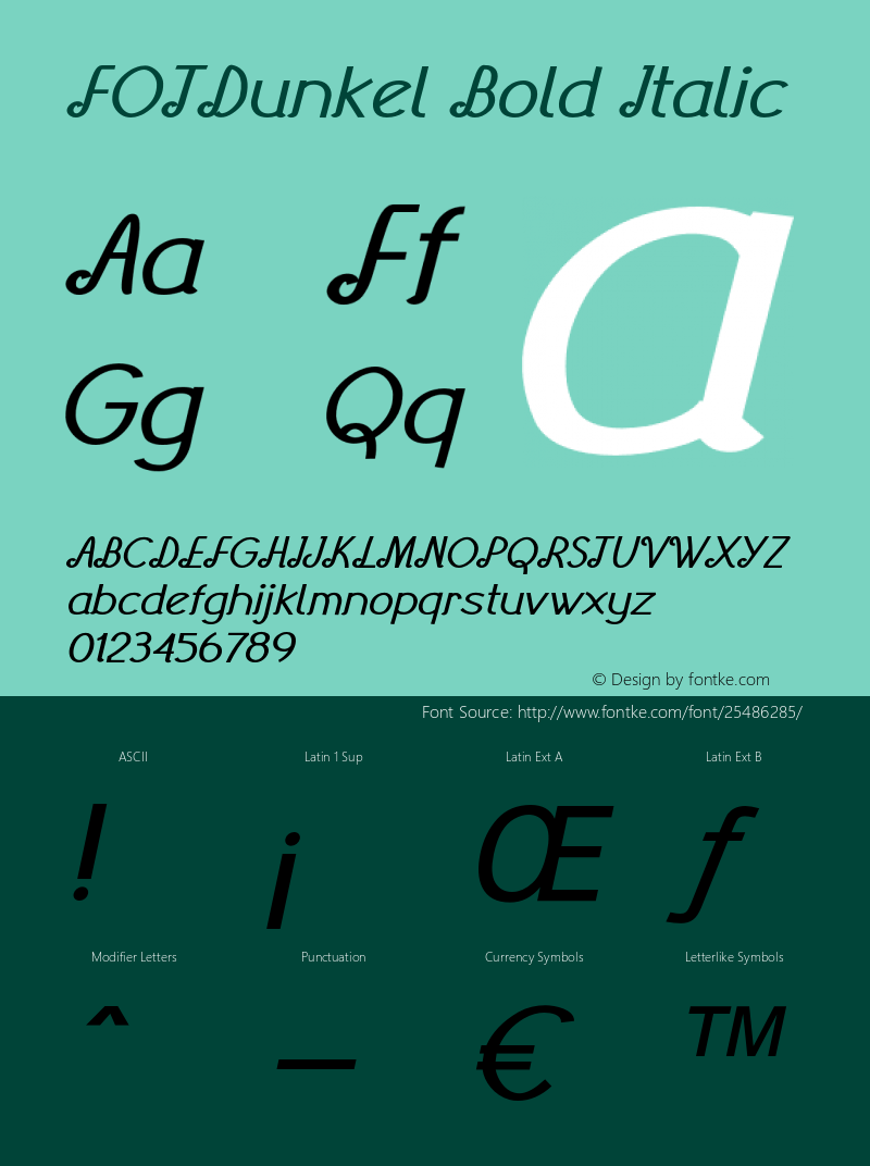 FOTDunkel-BoldItalic Version 1.000 Font Sample