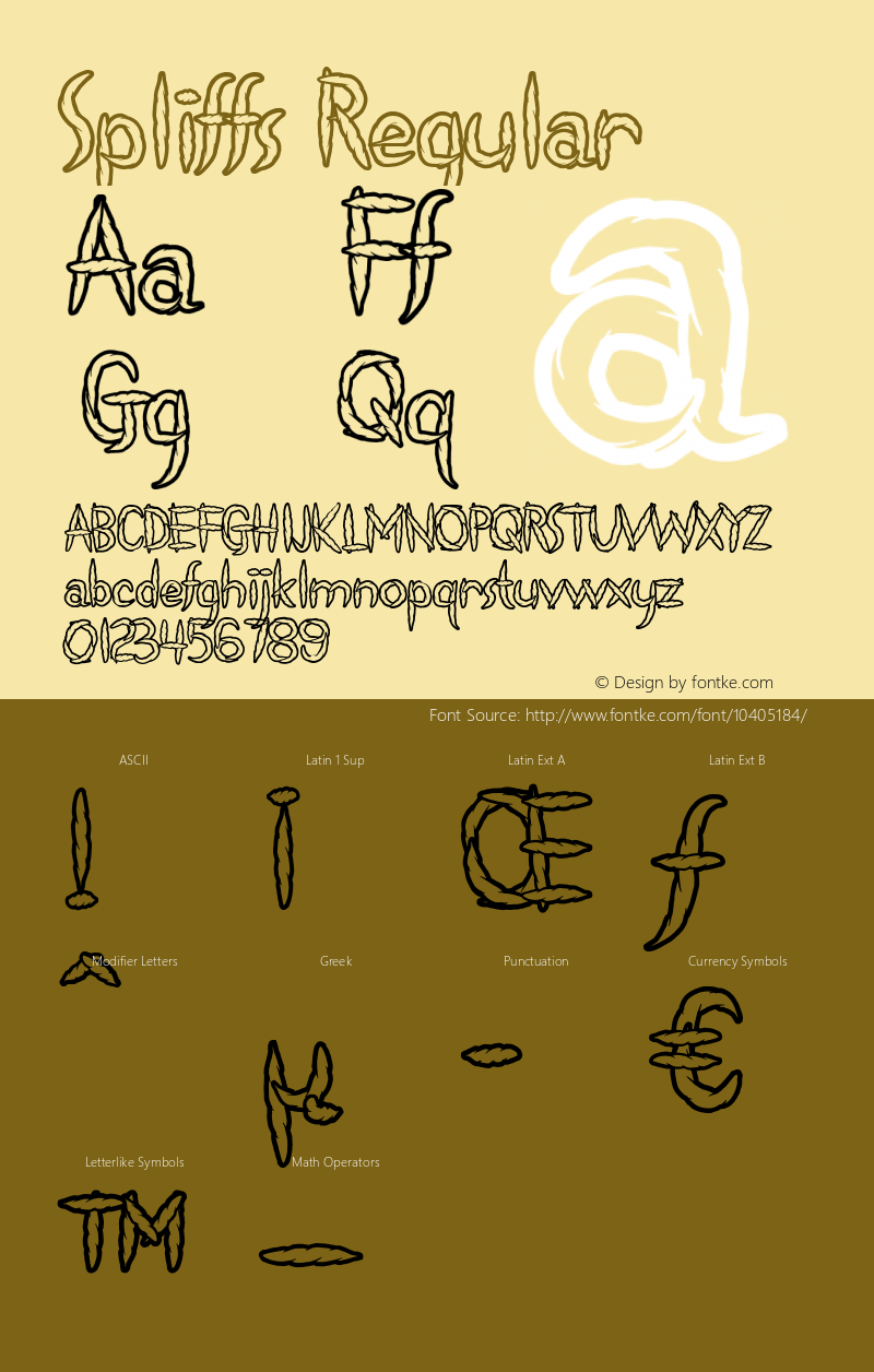 Spliffs Regular Macromedia Fontographer 4.1.5 8/25/04 Font Sample