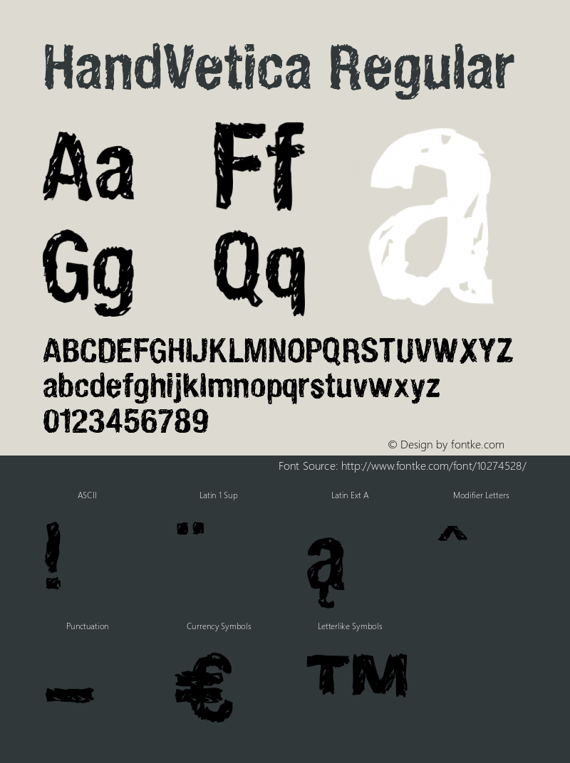 HandVetica Regular Version 0.005 2005 Font Sample