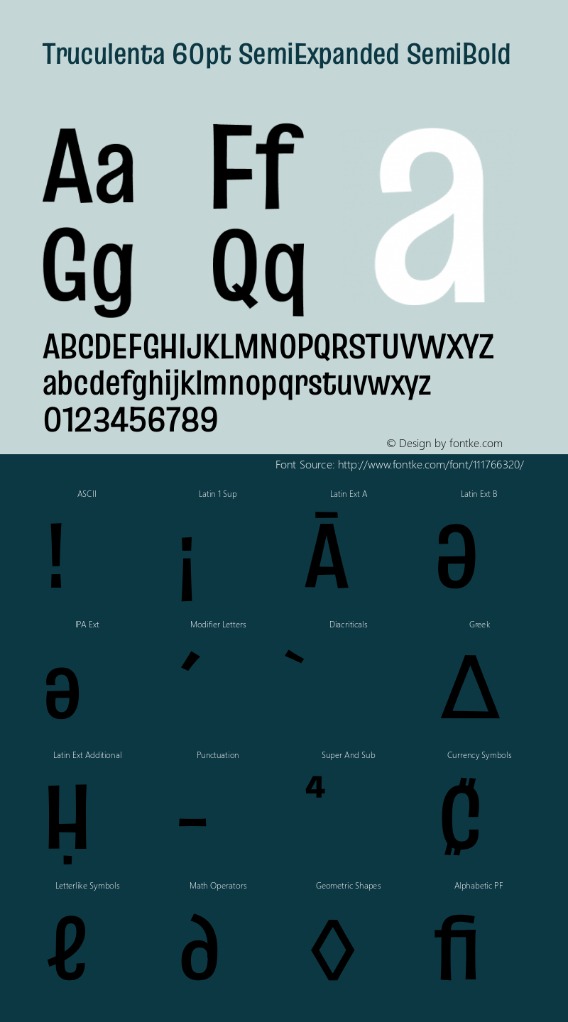 Truculenta 60pt SemiExpanded SemiBold Version 1.002 Font Sample