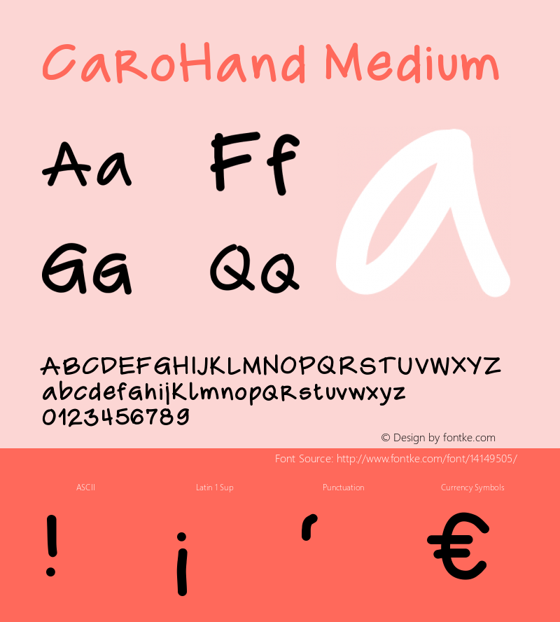 CaroHand Medium Version 001.000 Font Sample