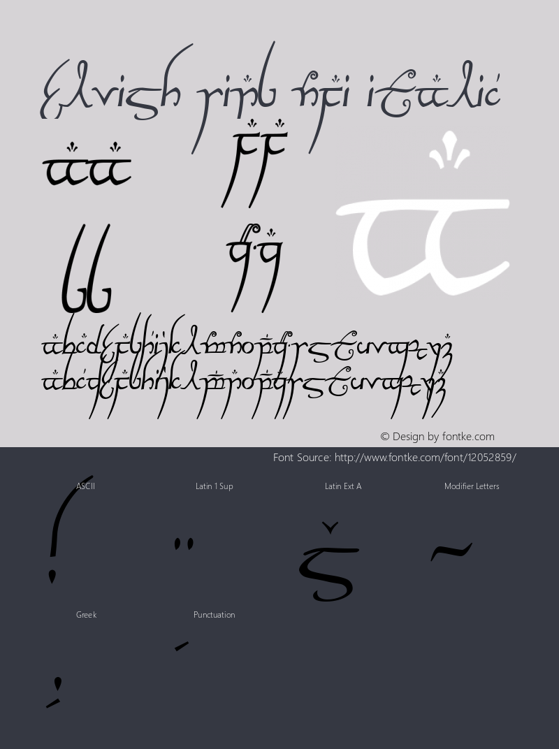 Elvish Ring NFI Italic OTF 1.000;PS 001.002;Core 1.0.29 Font Sample